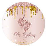 Oh Baby Rose Gold Funkeln Füße Runden Baby Dusche Hintergrund